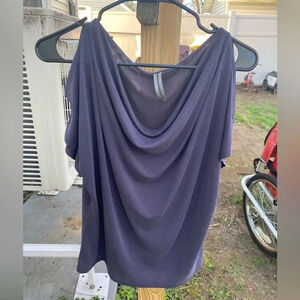 Anthropologie Purple Cowl Neck Relaxed Fit Shoulder Cuts Blouse Women's XS
